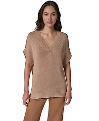 Donna Karan Weekend Women's Short Sleeve Relaxed Fit Lurex Sweater
