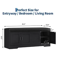 45.3" Entryway Shoe Cabinet with Bench, Four Adjustable Shelves, Sturdy Wooden Construction Holds 6 to 12 Pairs of Sneakers