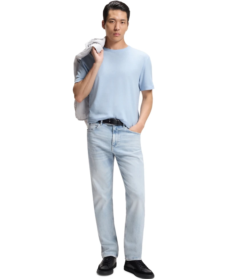 Boss by Hugo Men's H-Taut 235 Crew Neck Cotton-Linen Blend Regular-Fit T-Shirt