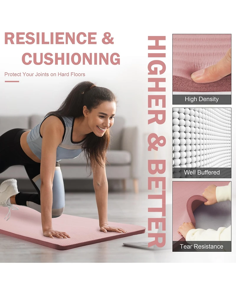BalanceFrom Yoga Mat, 1-Inch Extra Thick Exercise Pilates Workout Mat, Pinkish