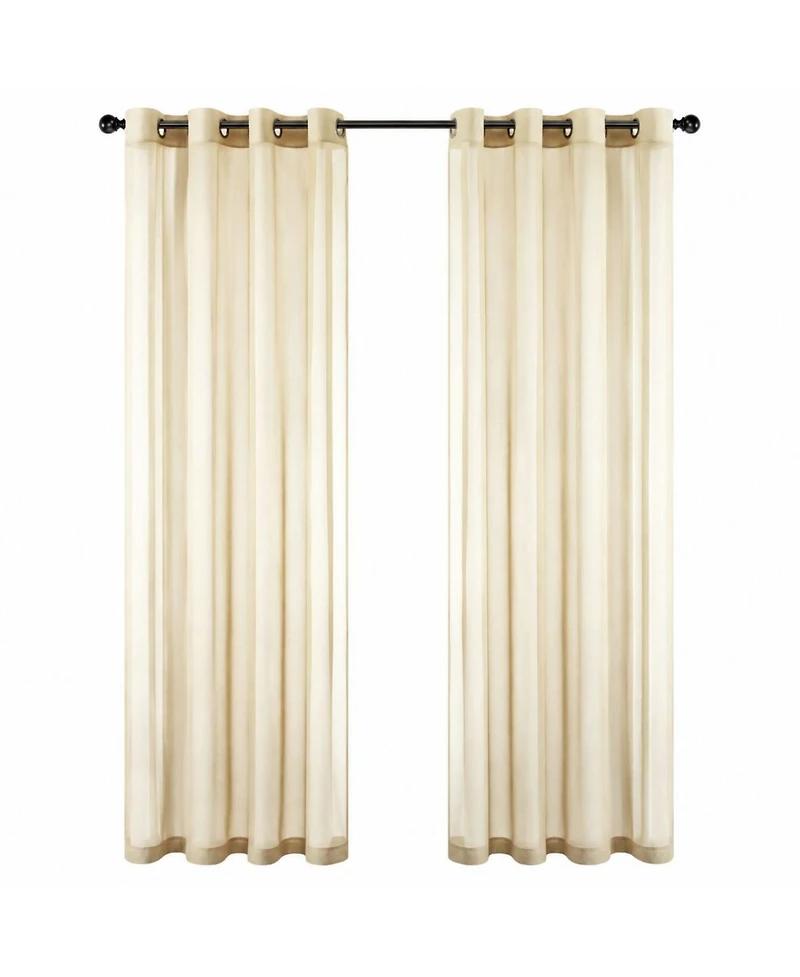 GoodGram Basic Home Grommet Top Sheer Single Window Curtain - 52 in. W x 90 L
