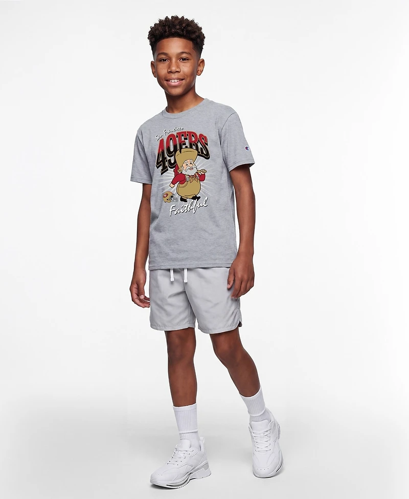 Champion Big Boys and Girls Heather Gray San Francisco 49ers Disney X Champion T-Shirt
