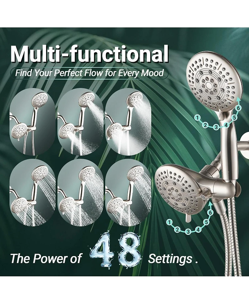 Cyqbd Dual Shower Head 2-in-1 Rainfall Handheld System