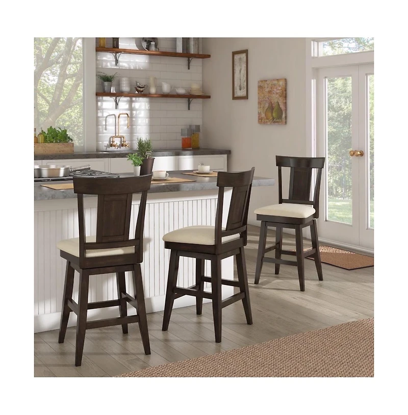iNSPIRE Q Lea Panel Swivel Counter Stool With Linen Seat