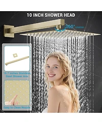 Cyqbd 10" 2-in-1 Rain Shower Faucet Set Wall Mount 304 Ss Air Tech Dual Spray