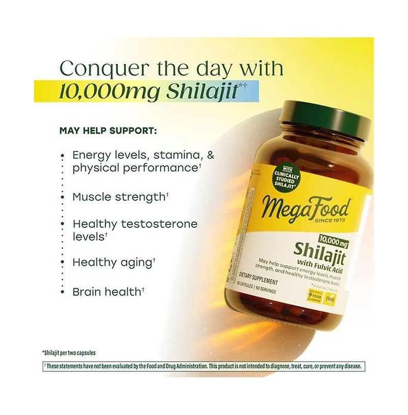 MegaFood Shilajit and Fulvic Acid Helps Support Energy Levels Muscle Strength 60 Capsules