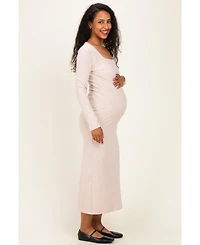 Pinkblush Women's Burgundy Scoop Neck Long Sleeve Midi Dress