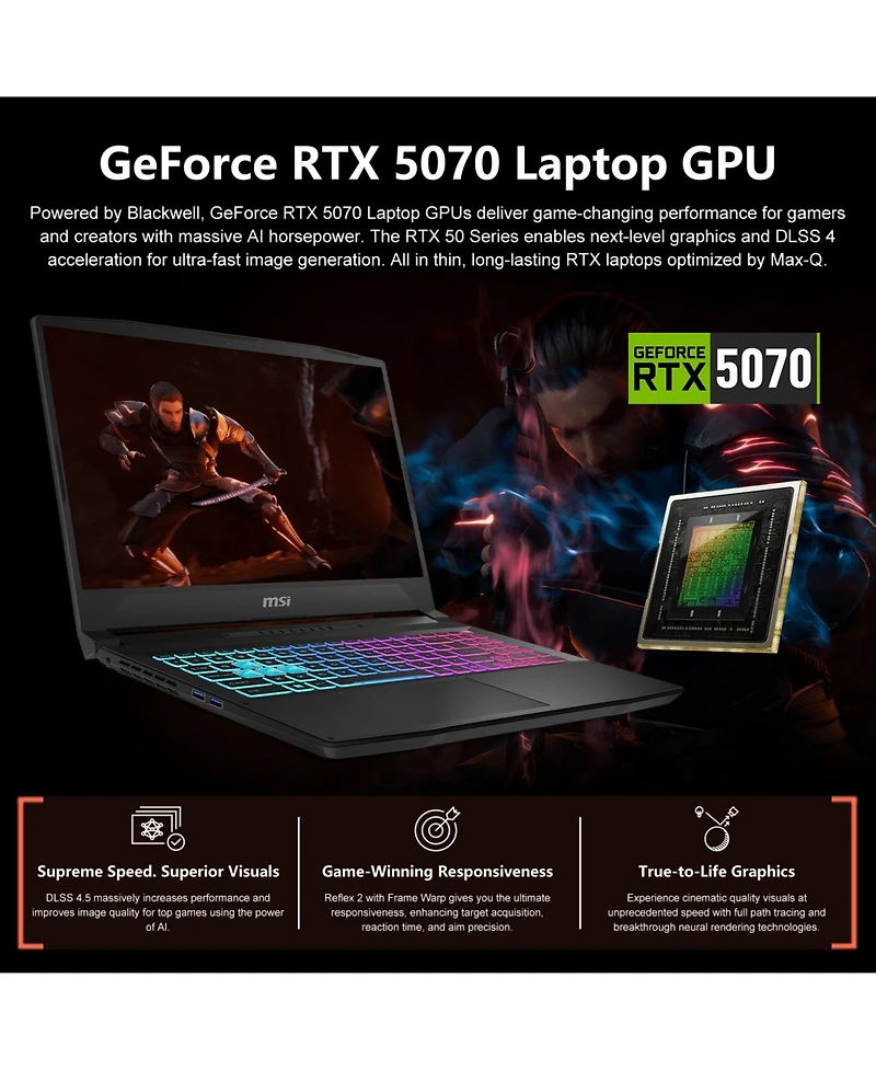 Msi Katana 15 Hx Gaming 15.6" Qhd 165Hz Rtx 5070 Laptop