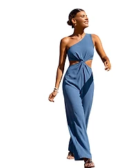 Cupshe Women's One-Shoulder Twist-Front Wide-Leg Jumpsuit