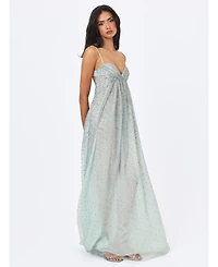 Miss Circle Women's Wallie Backless Sweetheart Rhinestone-Embellished Mesh Gown