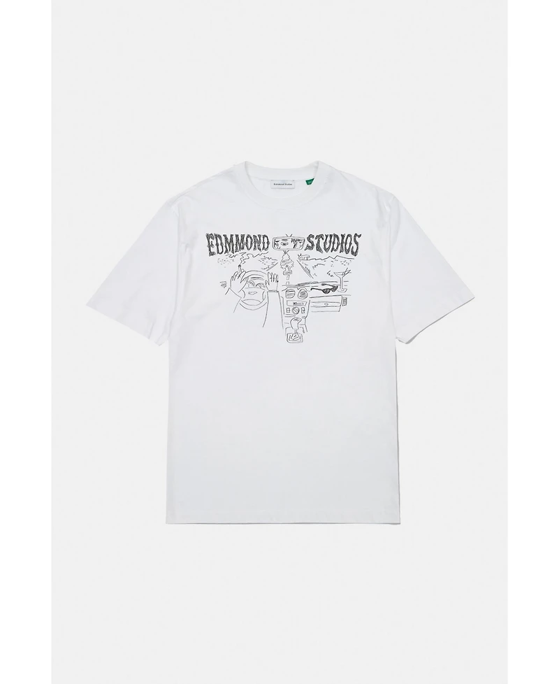 Edmmond Studios Men's Fresh Classics Hand-Sketched Front Print Relaxed-Fit Crewneck T-Shirt