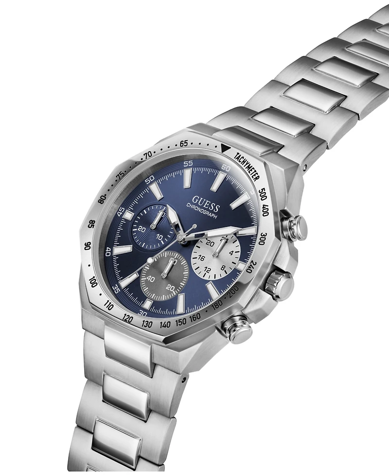 Guess Men's Quartz Silver-Tone Stainless Steel Watch 42mm