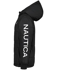 Nautica Boys' 4-20 Water-Resistant Quilted Puffer Jacket with Fleece Beanie, 2-Piece Set