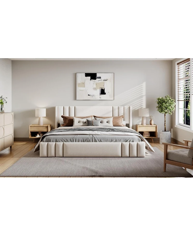 Streamdale Furniture Queen Size Upholstered Platform Bed Frame