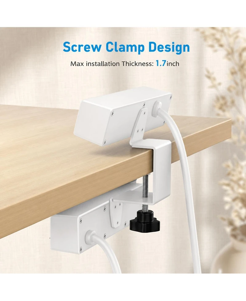 Lofree 13-in-1 Desk Mount Surge Protector Power Strip with 20W Usb-c Fast-Charging for Computers and Accessories