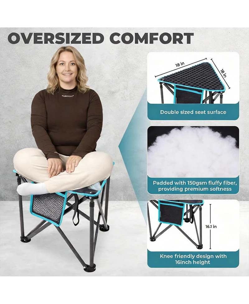 Aofar Folding Tripod Stool Portable Fishing Chair Padded Seat Heavy Duty Camping Carry Bag Hiking Travel