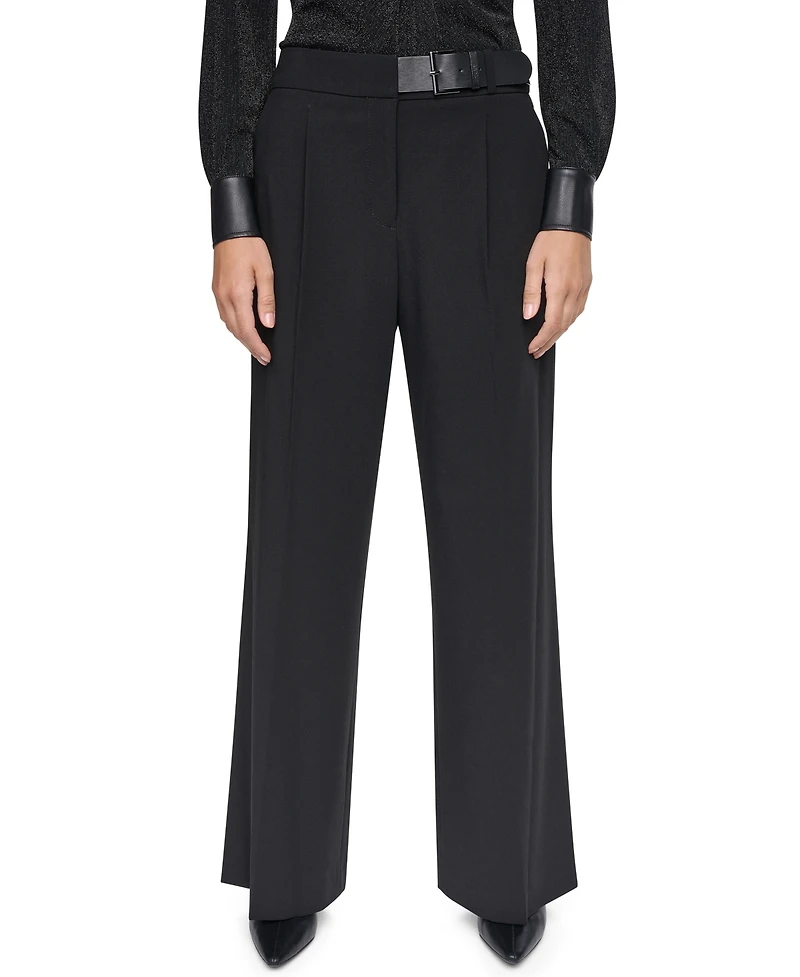 Dkny Women's High-Waisted Wide-Leg Belted Pants