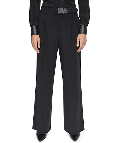 Dkny Women's High-Waisted Wide-Leg Belted Pants