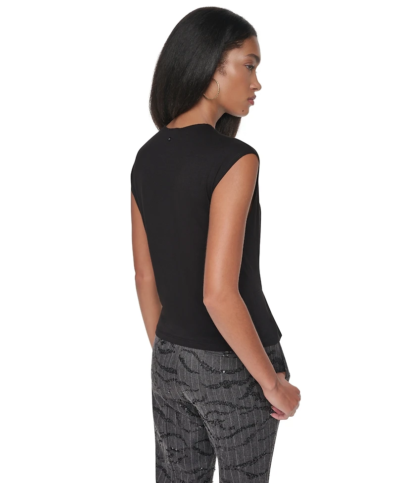 Dkny Women's Ruched Mock-Neck Fitted Tank Top