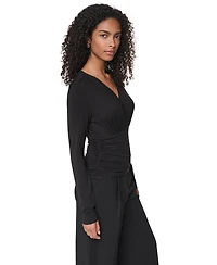 Dkny Women's V-Neck Ruched Knit Blouse
