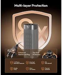 Space Heaters for Indoor Use, Portable Electric Heater with Thermostat, 1500W Ptc Ceramic Room Heater with Remote, 5 Modes, 60degree