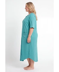 Dreams & Co. Women's Long French Terry Zip-Front Robe