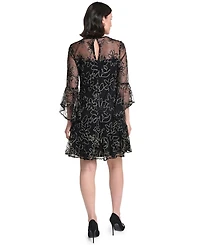 Jessica Howard Women's A-Line Bell-Sleeve Floral-Print Dress