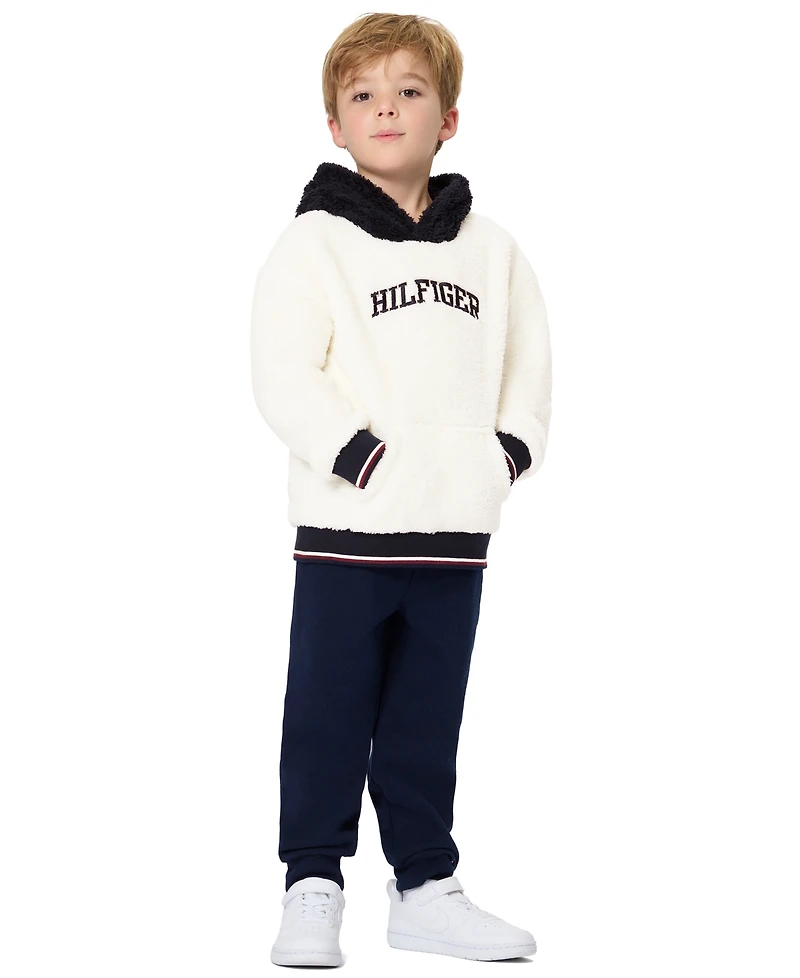 Tommy Hilfiger Toddler Boys' 2T-5T Sherpa Hooded Fleece Hoodie and Joggers, 2-Piece Set