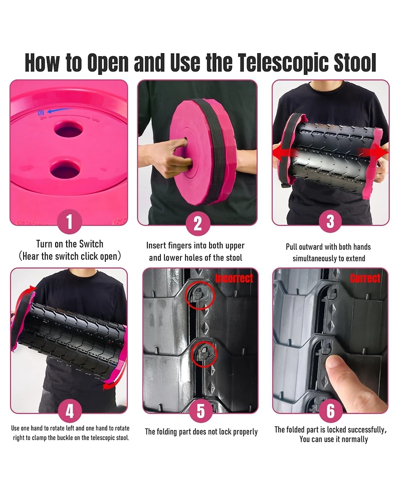 Aofar Collapsible Stool Portable Foldable Seat Retractable Carry Strap Outdoor Activities