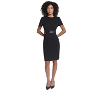 Karl Lagerfeld Paris Women's Scuba-Crepe Short-Sleeve Sheath Dress