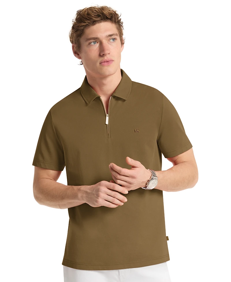 Michael Kors Men's Sleek Regular-Fit 1/4-Zip Pique Polo Shirt