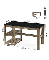 Tribesigns Kitchen Island with Storage,Open Shelving Bar Table with Large Worktop