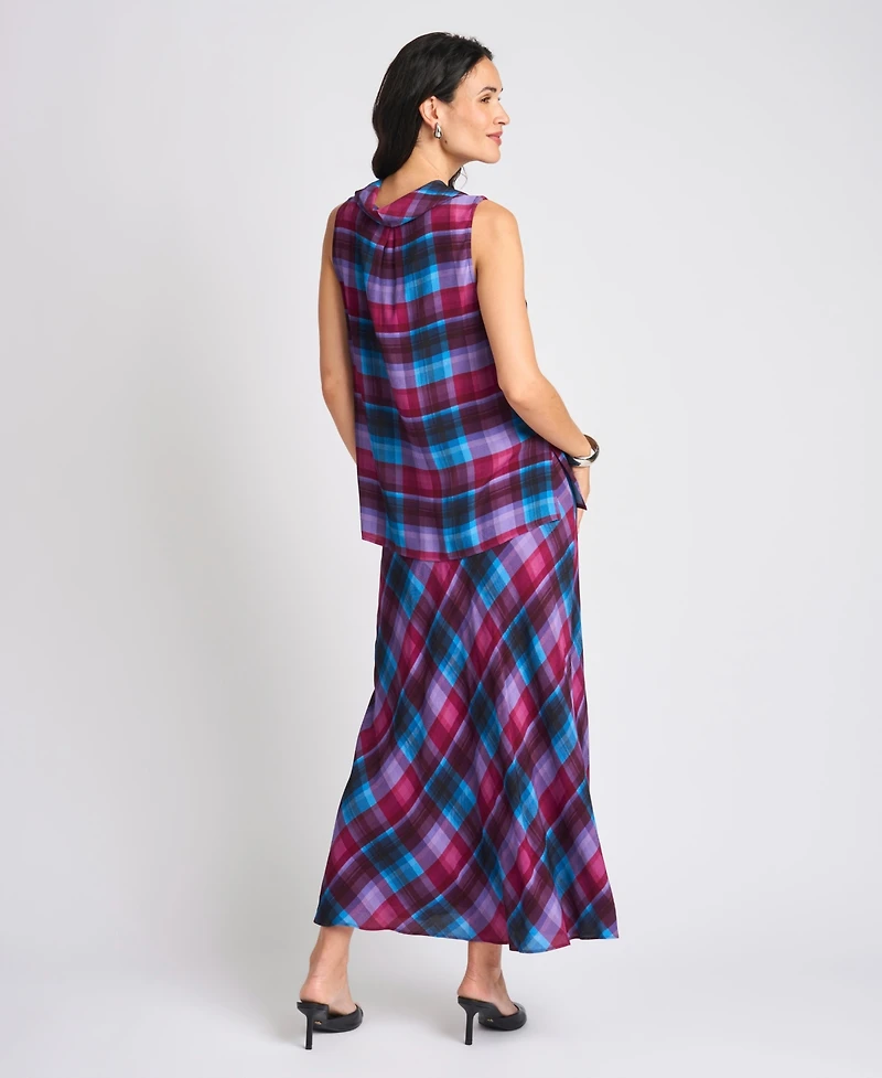Vince Camuto Women's Bias Plaid A-Line Maxi Skirt