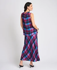 Vince Camuto Women's Bias Plaid A-Line Maxi Skirt