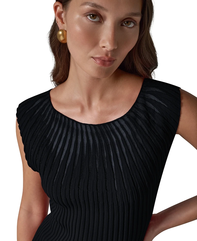 Donna Karan New York Women's Crewneck Sleeveless Ribbed Pullover Sweater