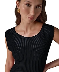 Donna Karan New York Women's Crewneck Sleeveless Ribbed Pullover Sweater