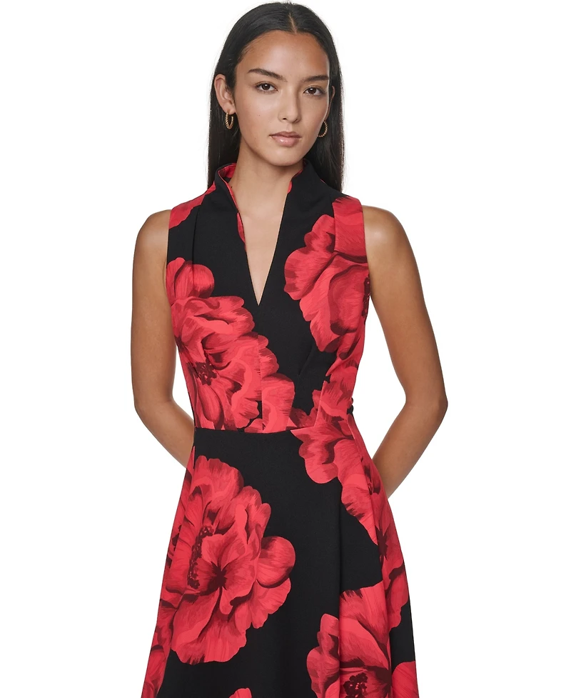 Calvin Klein Women's Halter V-Neck Floral-Print Midi Dress
