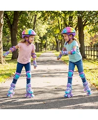 Sugift Adjustable Kids Roller Skates Graffiti Pattern with Motion Glow Wheels, Ages 5-7