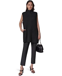 Donna Karan New York Women's Mock-Neck Sleeveless Ribbed Sweater Tunic