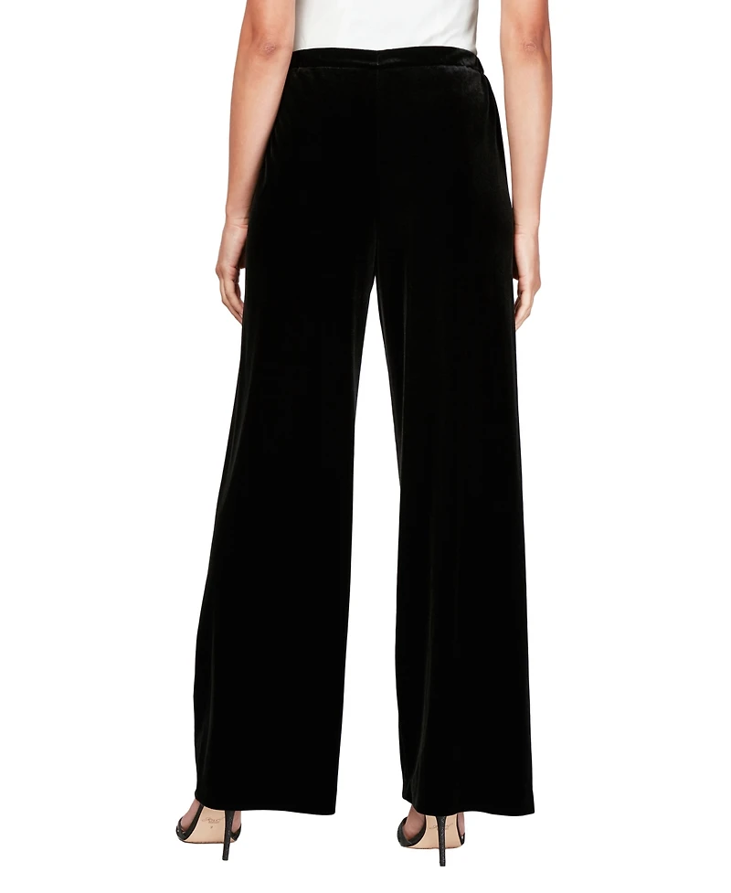 Alex Evenings Petite Pull-On Wide Leg Velvet Pants
