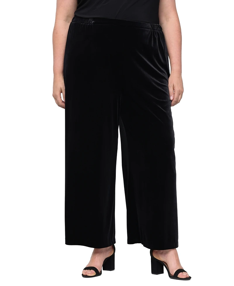 Alex Evenings Plus Velvet Wide-Leg Palazzo Pants