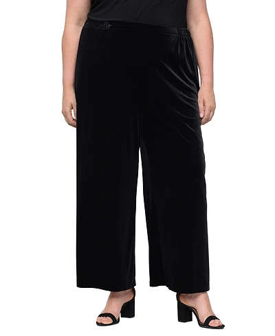 Alex Evenings Plus Velvet Wide-Leg Palazzo Pants