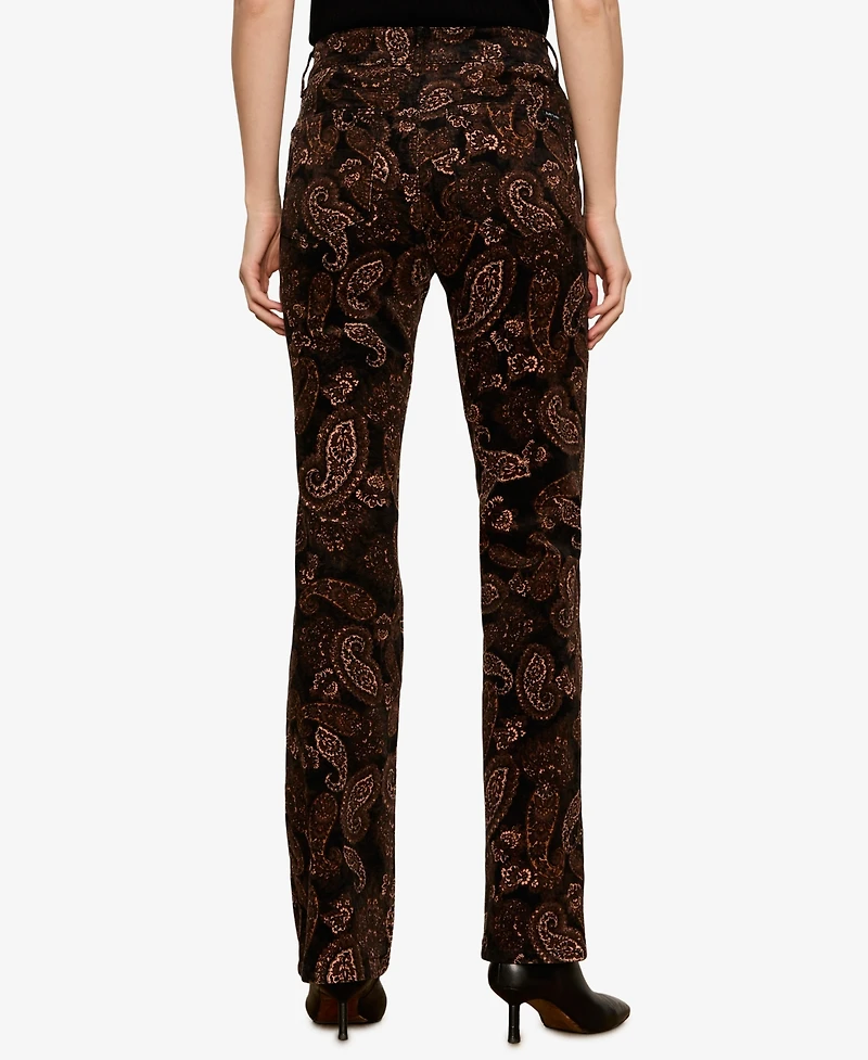 Sanctuary Petite Play Date Velvet-Paisley Bootcut Pants