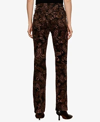 Sanctuary Petite Play Date Velvet-Paisley Bootcut Pants
