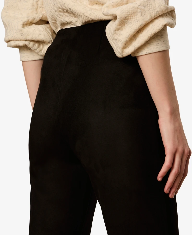 Sanctuary Petite Sashay Faux Suede Flared-Leg Mid-Rise Leggings