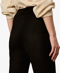 Sanctuary Petite Sashay Faux Suede Flared-Leg Mid-Rise Leggings