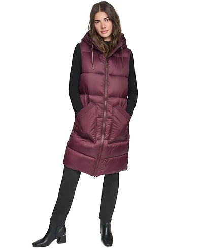 Andrew Marc Women's Kerr Water-Resistant Puffer Vest with Detachable Hood