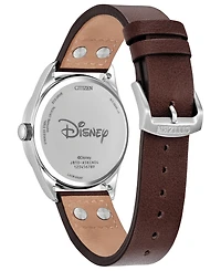 Citizen Men's Mickey's Friends Brown Leather Strap Watch 40.2mm