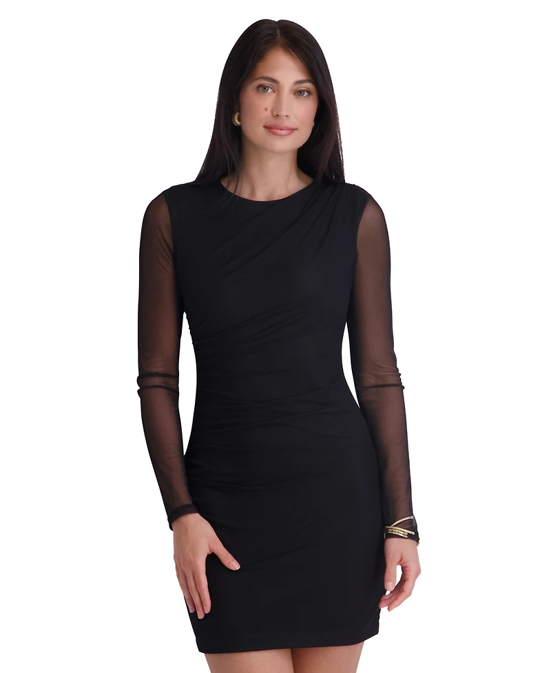 Siena Women's Mesh Scuba Long-Sleeve Bodycon Dress