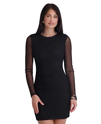 Siena Women's Mesh Scuba Long-Sleeve Bodycon Dress